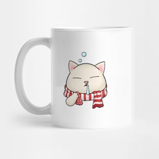 Meowy Christmas Cute Sleepy Cat wearing Scarf Mug